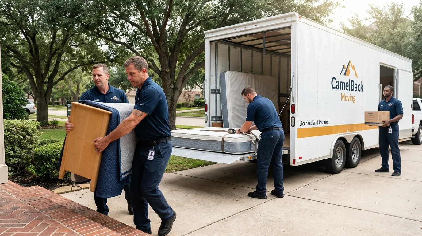 Crew loading residential truck for cross-state move from South Bay, FL