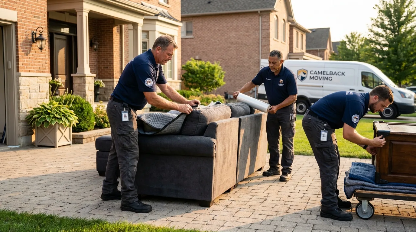 Large estate moving crew wrapping furniture in South Bay, FL
