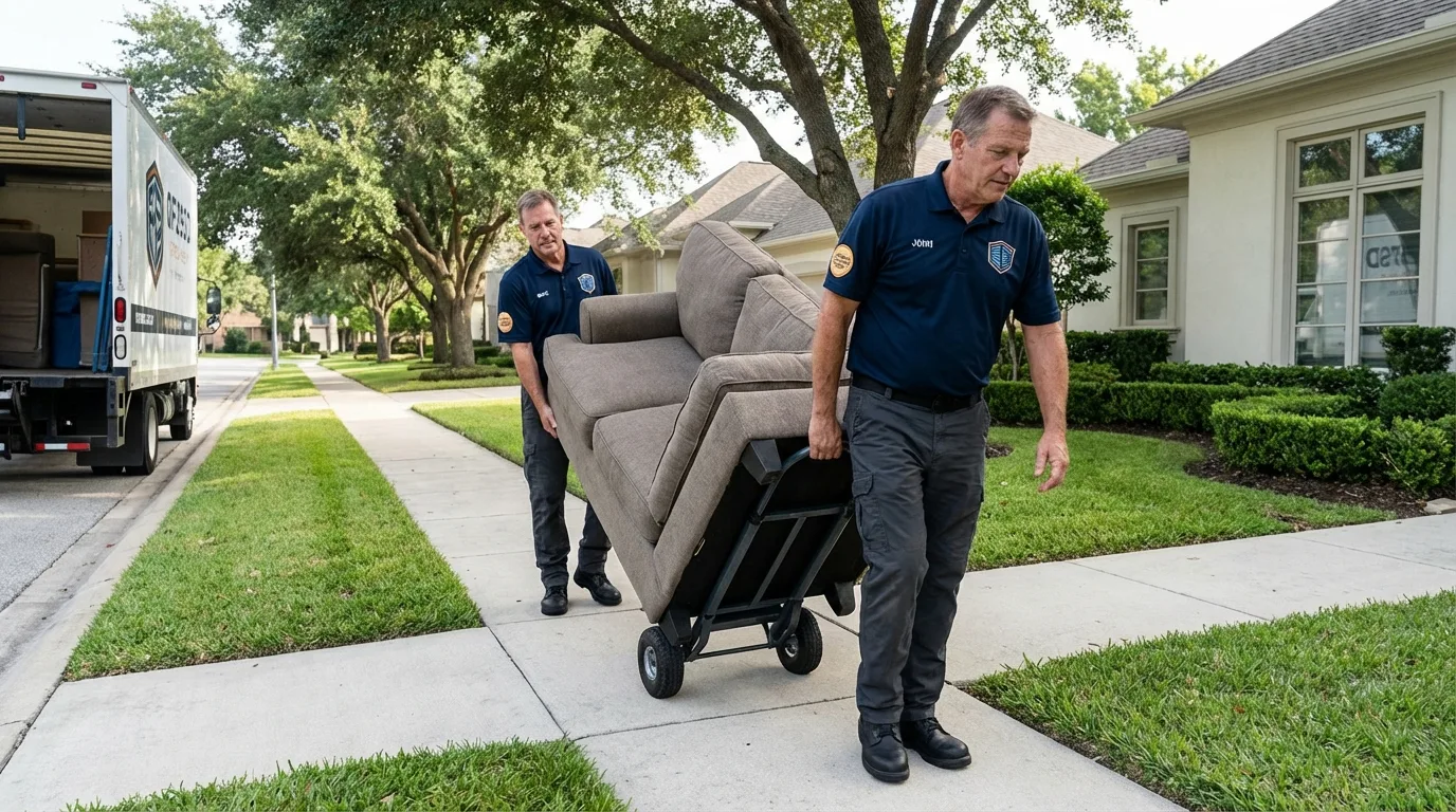 Local residential moving crew loading furniture in South Bay, FL