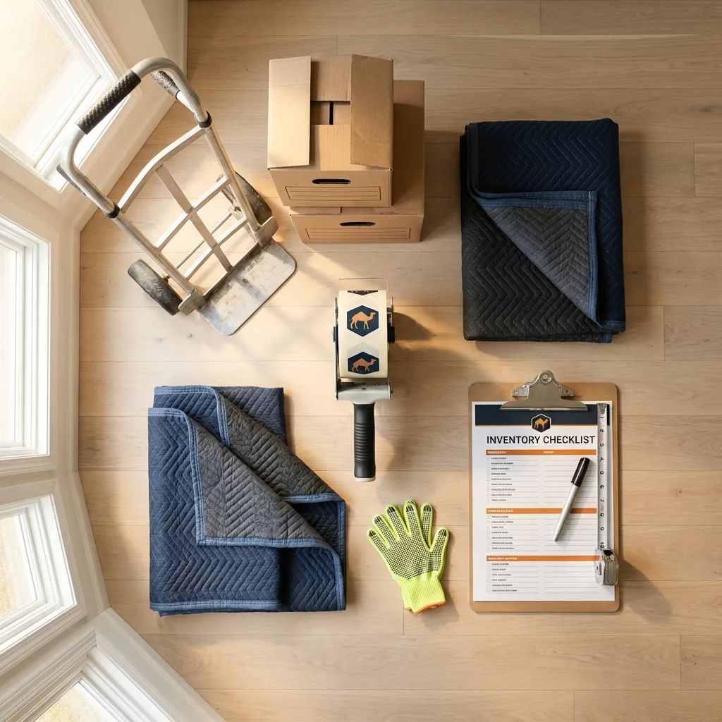 Professional moving supplies and packing materials layout for South Bay residential relocations